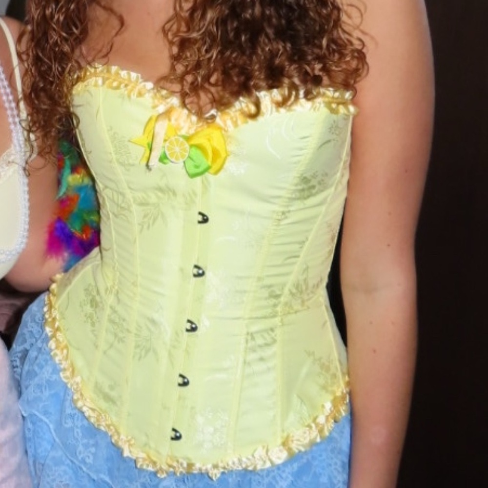 Yellow Lace Up Corset Top